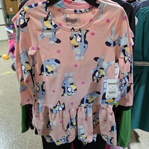 Bluey Pink and Blue Kids Casual Dress